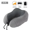 dark gray neck pillow + eye mask + earplugs + storage bag