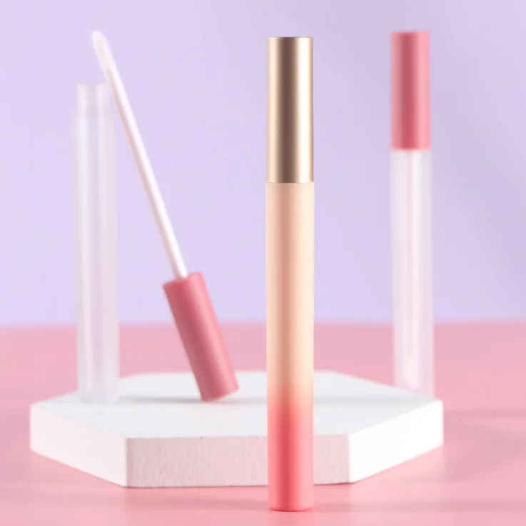 Mascara Tubes Long Slim 3ml Gradient Frosted Bottle Gold Cover Empty Mascara Tube Lip Gloss Tube