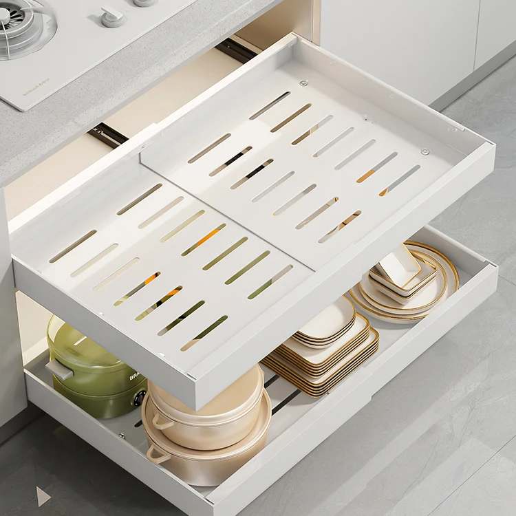 New Design Under Sink Pantry Shelf Extendable Sliding Kitchen Storage Basket Sliding Pull Out Cabinet