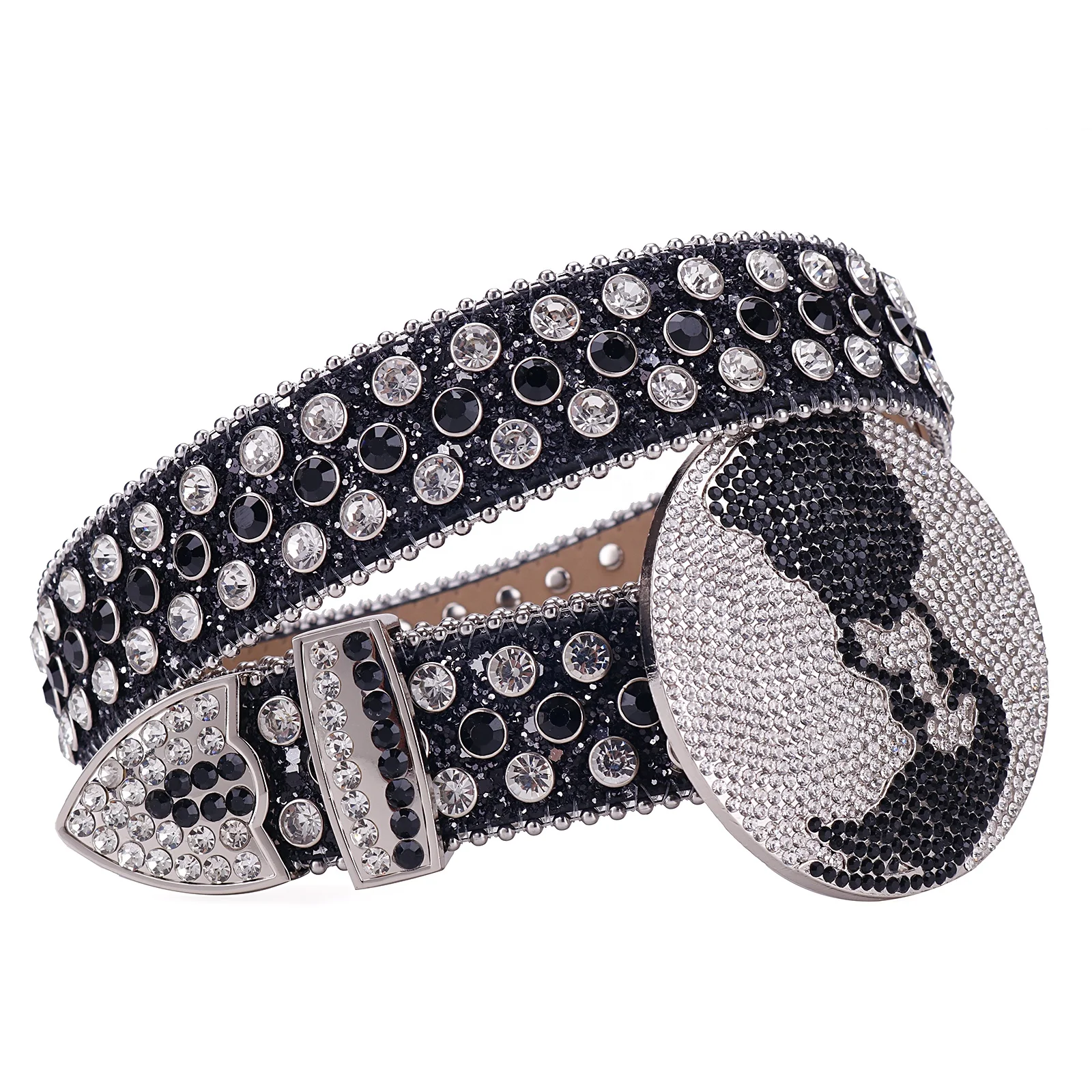Custom Logo Western Rhinestone Crystal Belt for Men Designer Globe Buckle Bling Diamond Strap Jeans