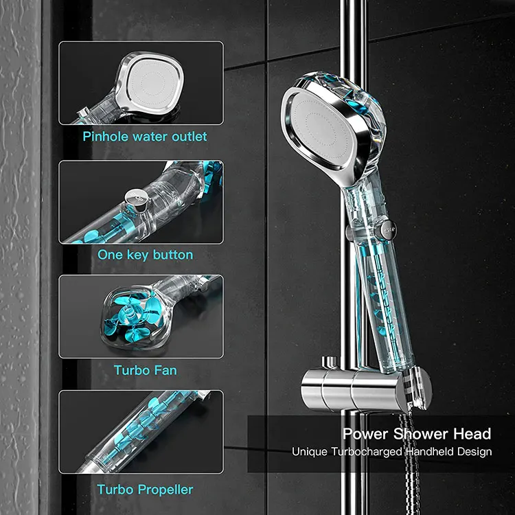 High Turbo Power Charge Pressure Propeller Handheld Bath Shower Faucets