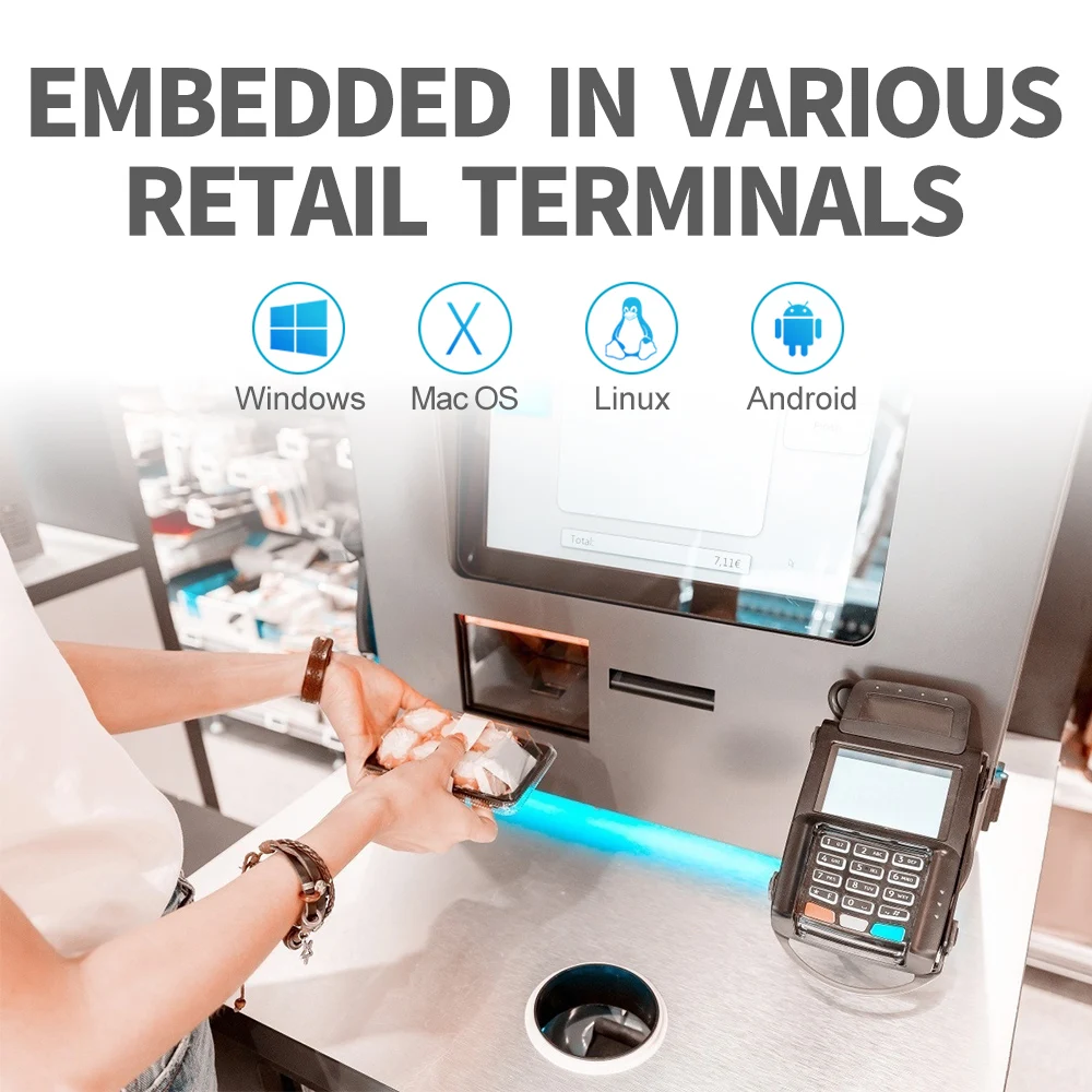 Supermarket Omni Direction 2D CMOS Desktop Fixed Mount Barcode Scanner Big Window Hands Free Auto Scanning Platform Reader
