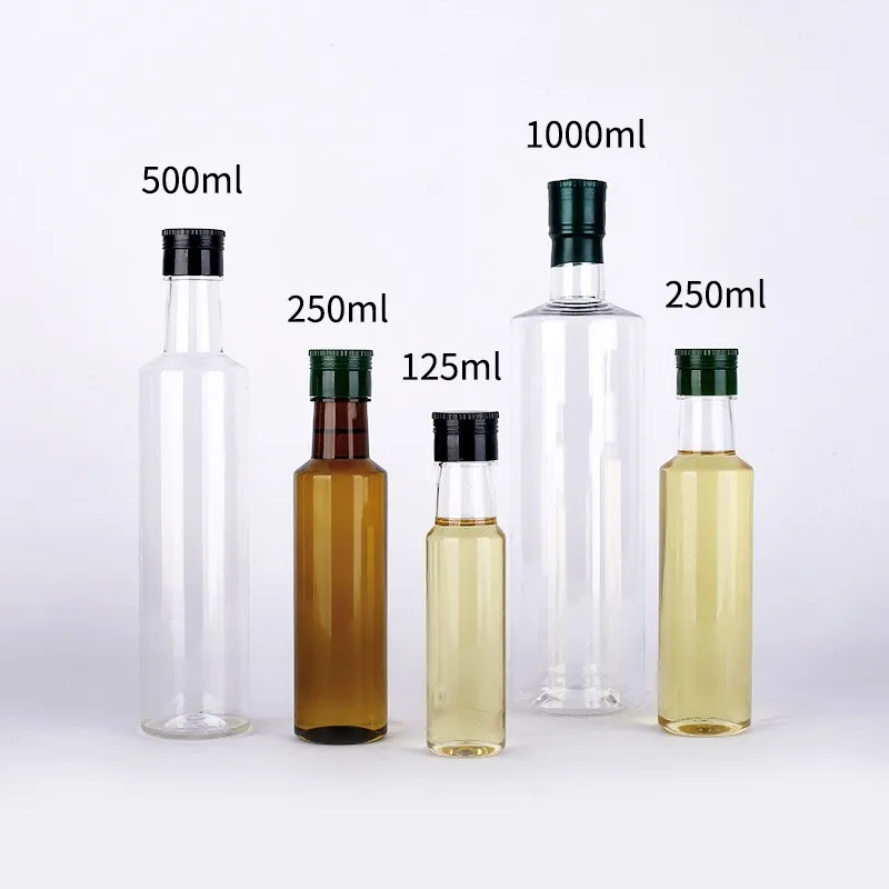 100ml 150ml 200ml 500ml 750ml 1L Round Square Olive Oil Soy Sauce Vinegar Container  Oil Dispenser  Plastic PET Bottle