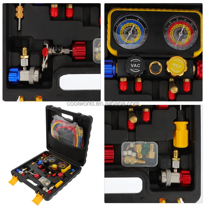 4 Way Manifold Gauge For R22 R32 R410 R134a Refrigeration Digital