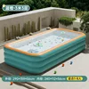 Piscina inflable de fondo plano azul-naranja de 3 metros y 3 niveles