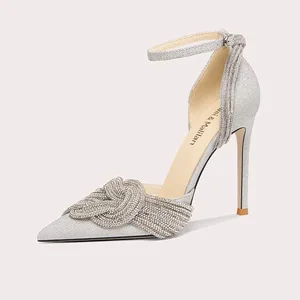 Lilywei Women's New Pointed Shallow Mouth Sequin High Heels for Summer Stiletto Solid Color Design for Wedding the Bride