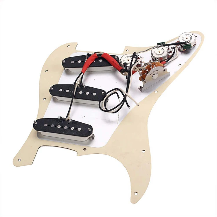 3Ply-CREAM Loaded Scratch Plate Guard Shield Electric ST Guitar Pickguard with Alnico Pickups