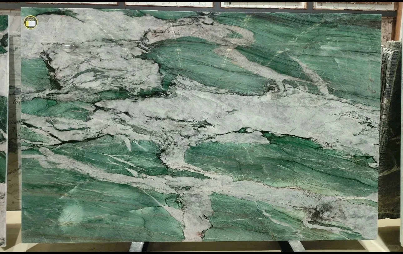 product modern design high quality patagonia green marble slab botanic wave quartzite for villa bar hotel interior stone wall decoration-2