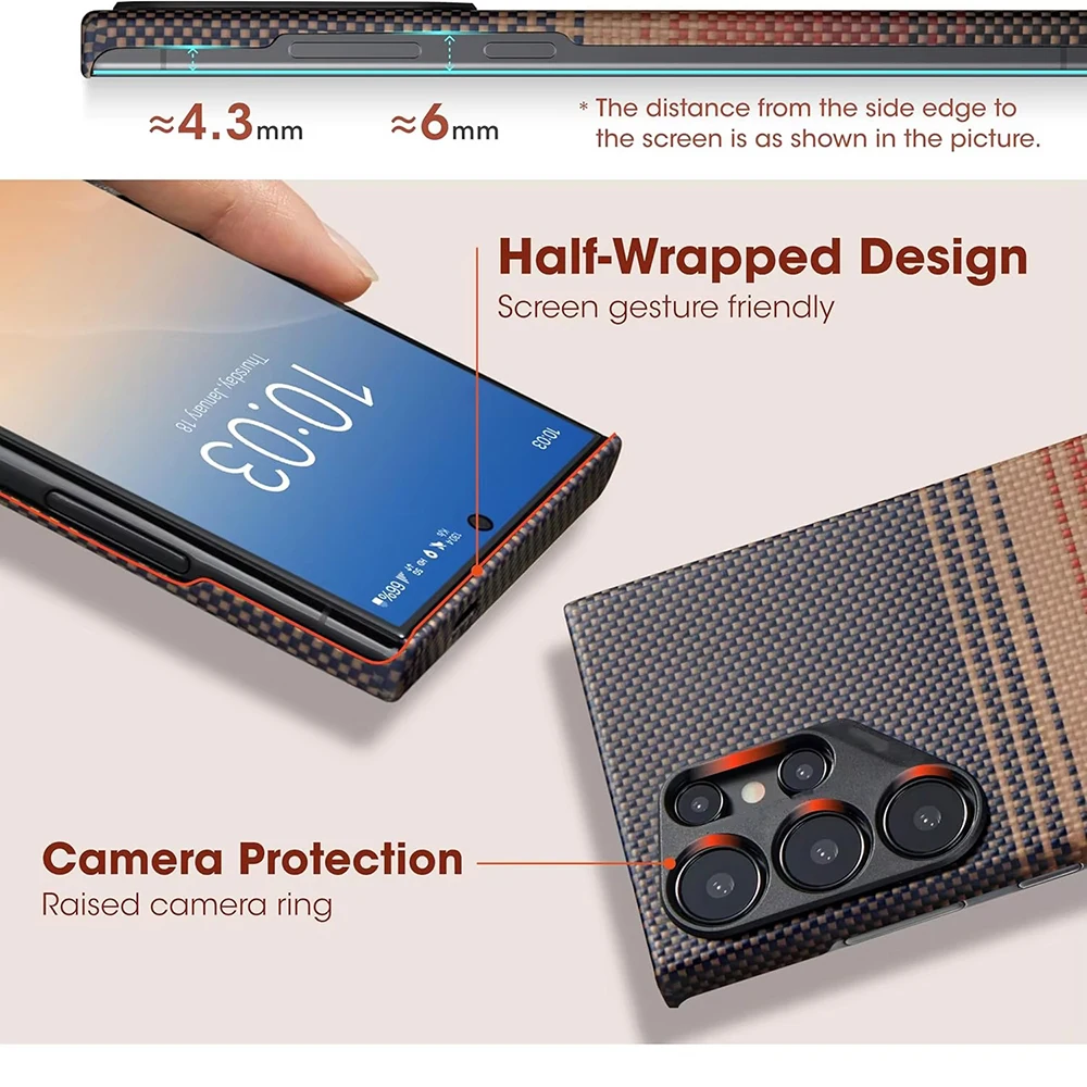 product laudtec custom logo phone case for samsung s25 s24 fe plus ultra carbon fiber simple back cover shockproof lightweight sjk1056-5