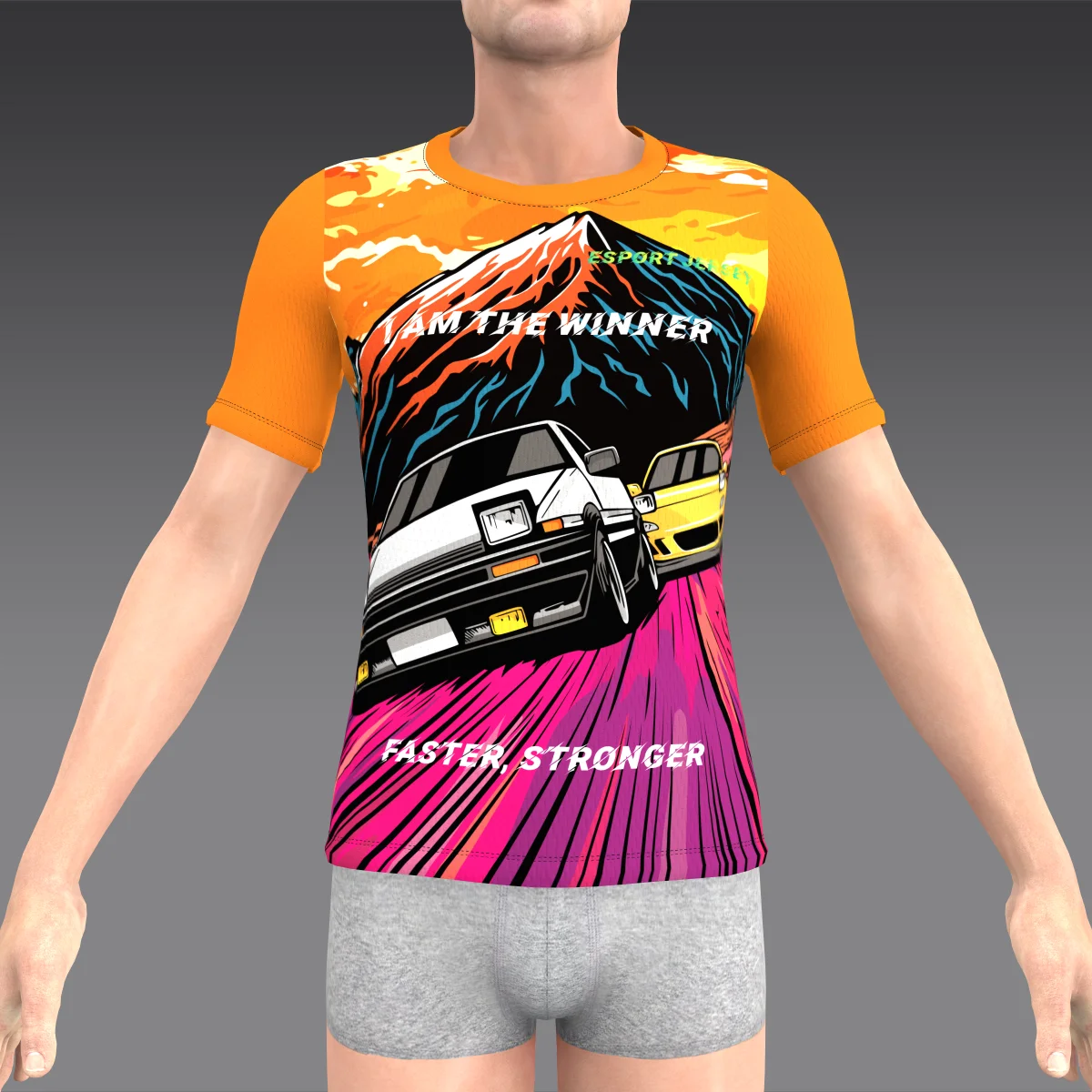 Men's Esport Jersey - Faster and Strongest Sublimation Gaming T-Shirt with Mesh Bright Colors Fabric