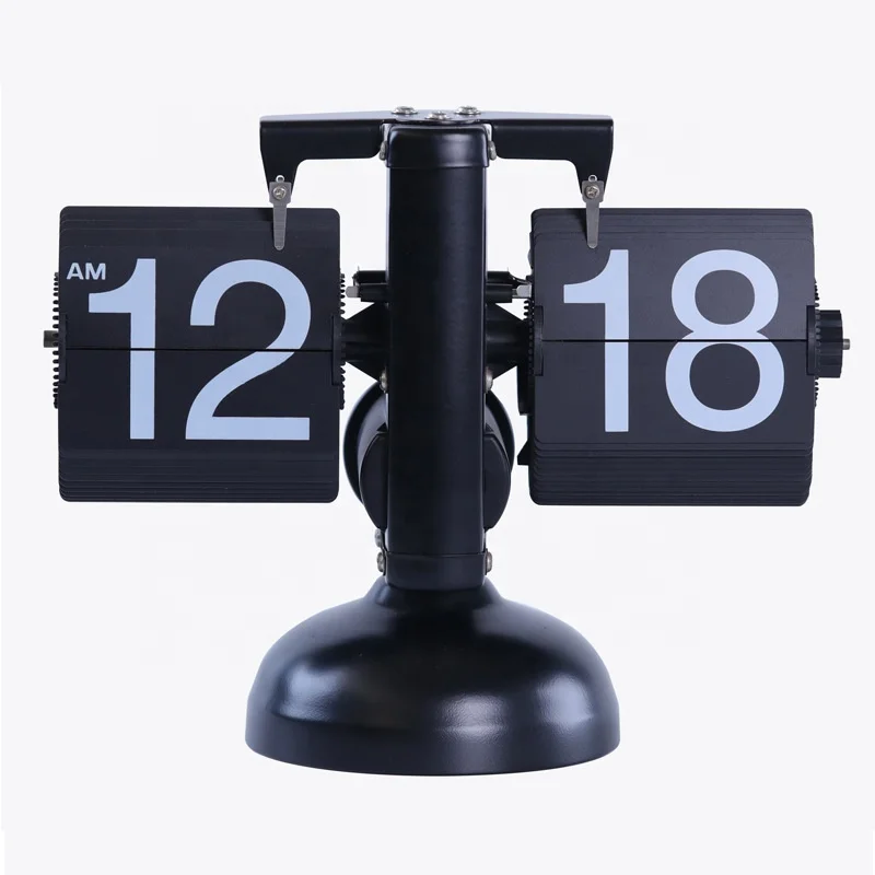 Custom Table Flip Clock with Sound Control LED Nightlight Desk Page Turning Desk Clock Reloj Senior Auto Flip Calendar Clock