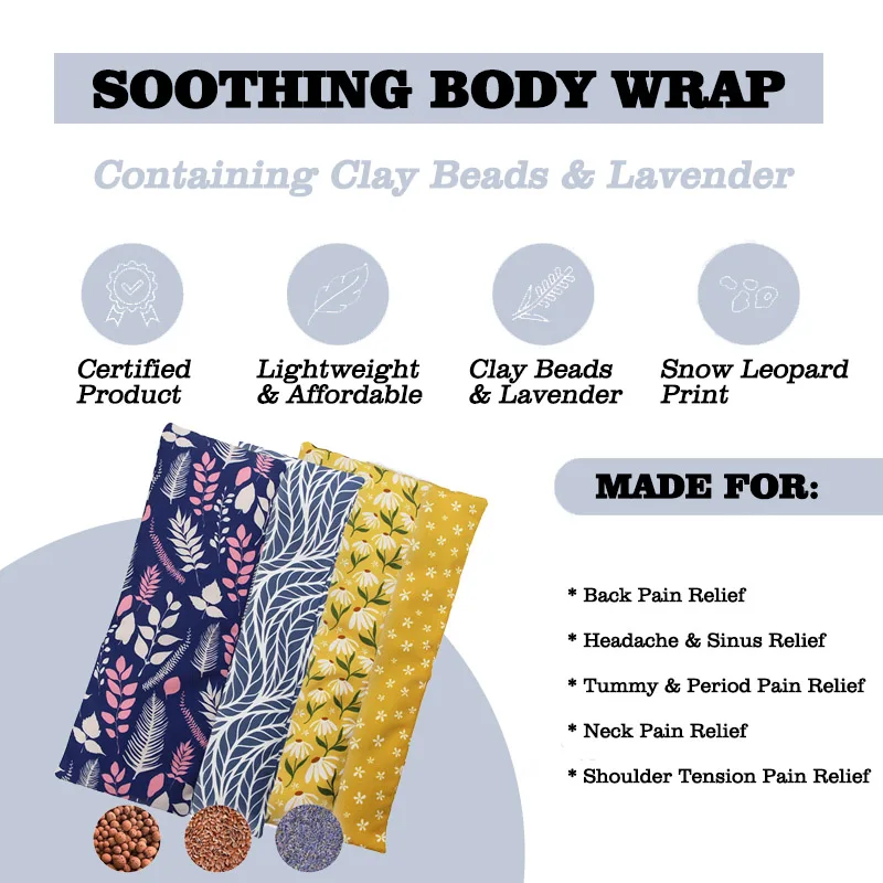 custom 100% cotton microwave winter heating heated neck pad microwaveable wheat bag clay heat pack with logo