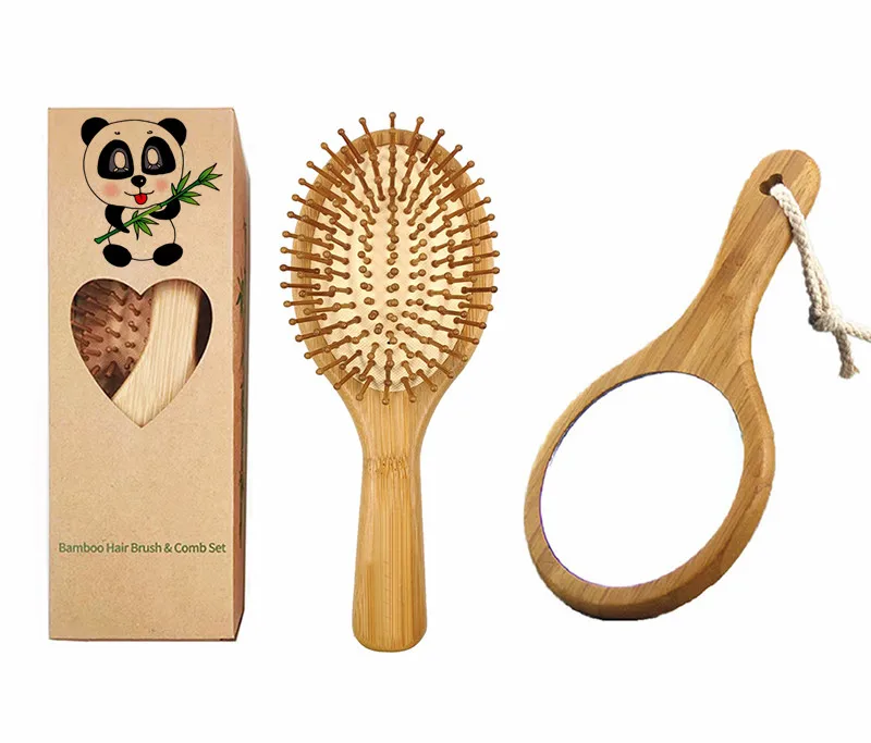 High Quality Natural Eco Friendly Bamboo Bristle Hair Brush And Mirror Set  - Buy Bamboo Bristle Hair Brush,Bamboo Bristle Hair Brush And Mirror Set,Eco  Friendly Bamboo Comb Set Product on 