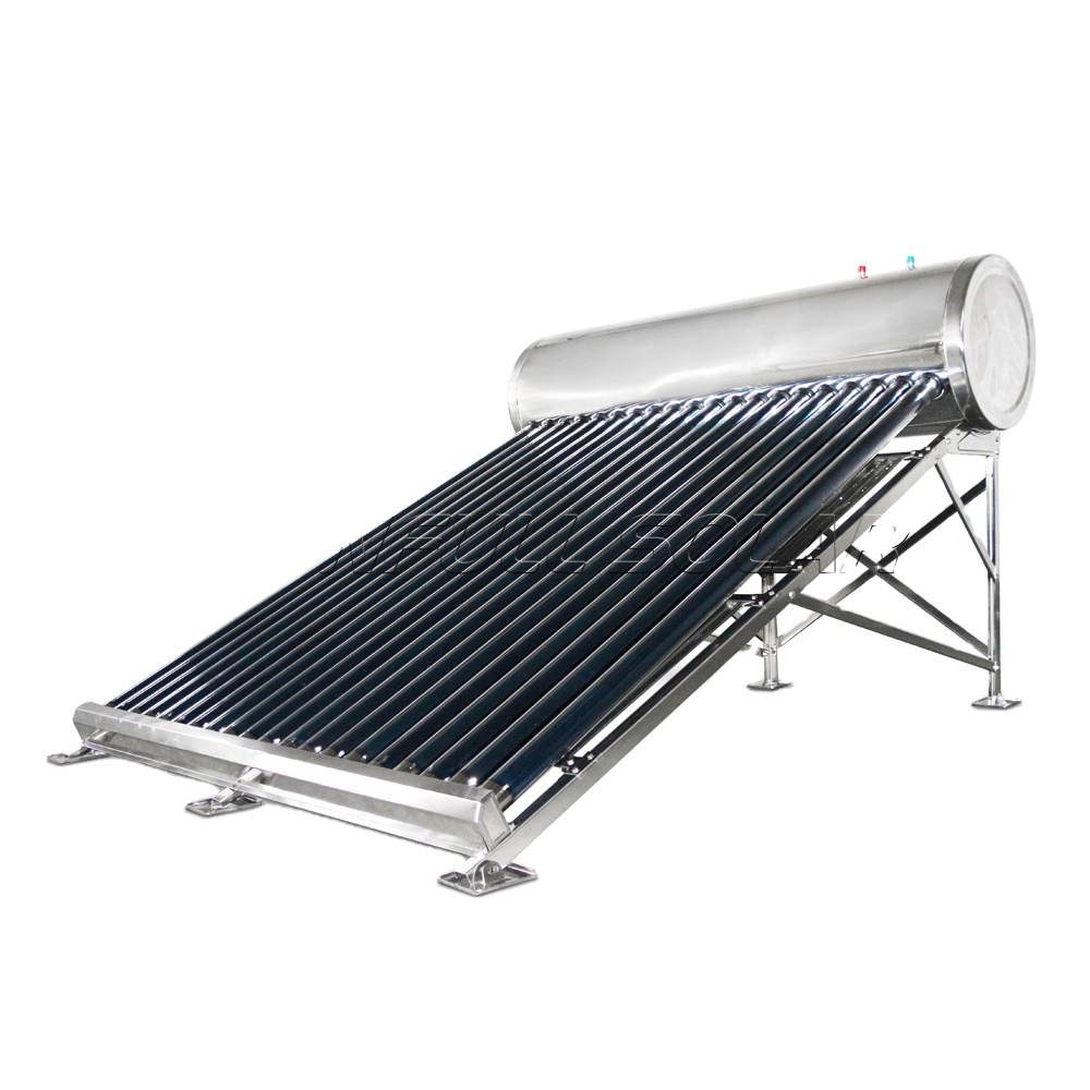 low pressure solar powered livestock water heater with reflector
