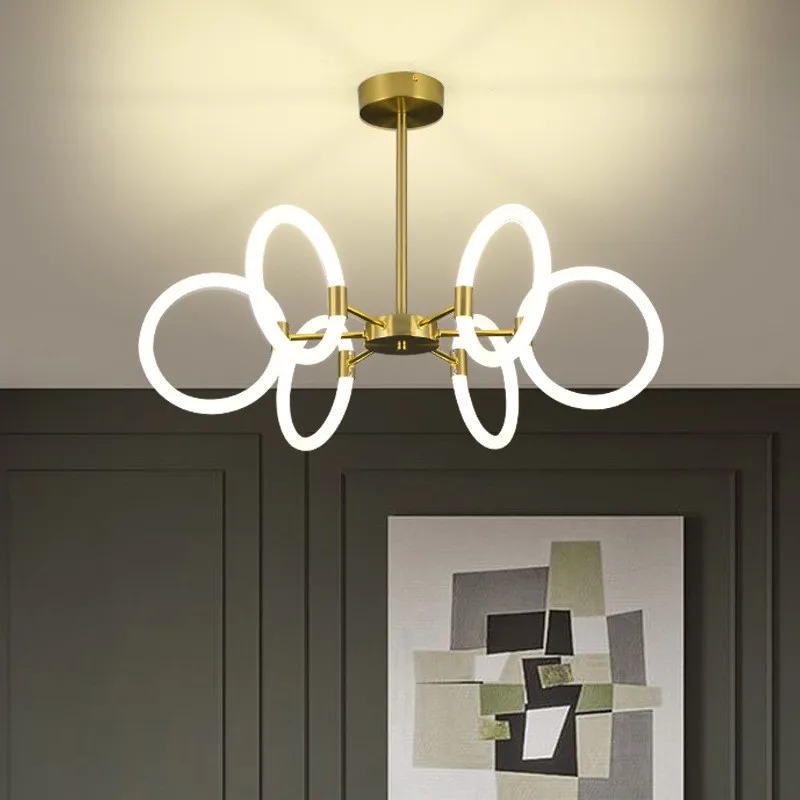 Nordic ring chandelier modern led pendant light luxury creative personality living room light