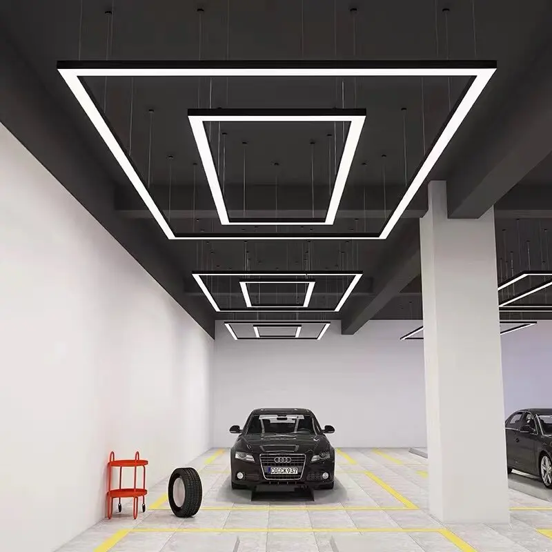 Auto Repair Workstation 4S Store Exhibition Hall Pendant Light Seamless Splicing LED Strip Light 5-Year Warranty IP20 Rated