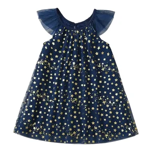 OEM Customized Toddler Girls Dresses Summer Breathable O-Neck Short Sleeve Girls Dresses for Kids 2-14 Years Old