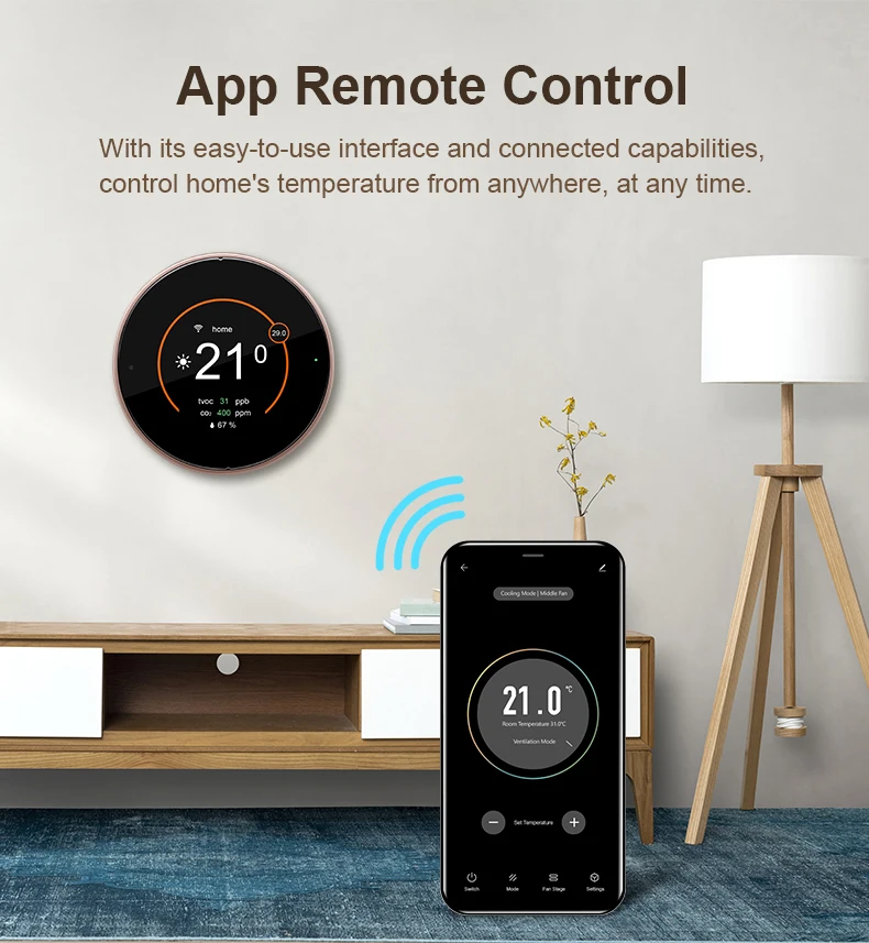 Bandary 24V multi-stage cool heat Smart Thermostat WIFI home heat pump Controller for Heat Pump System Air Conditioner