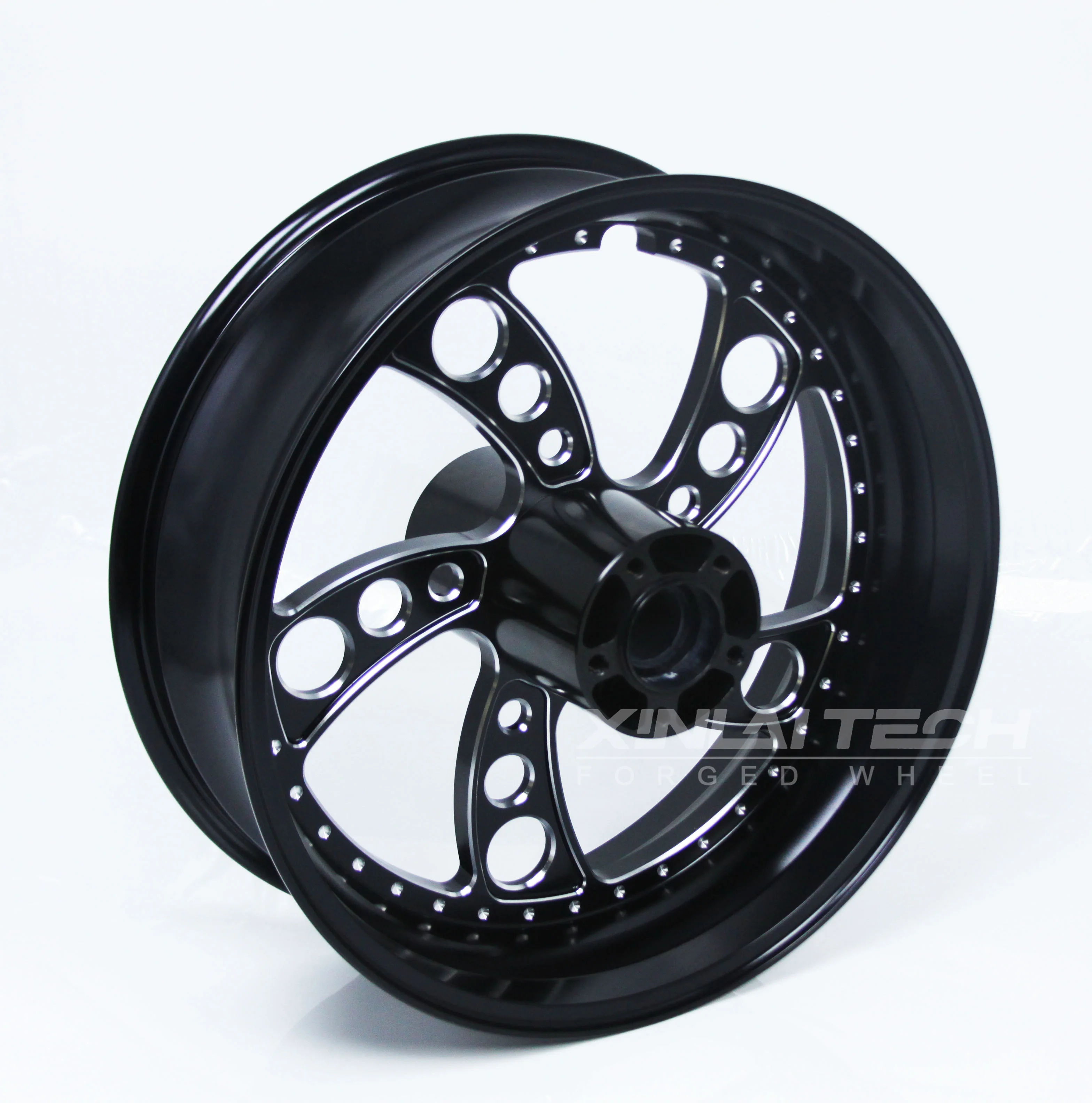 XL Custom Forged Motorcycle Aluminum Wheels for Harley Softail CNC Machined Black Anodized Finish OEM ODM Cruiser Wheels - Image 3