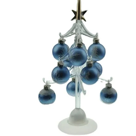 China Christmas  supplies  glass Christmas tree with colorful ornaments table decoration