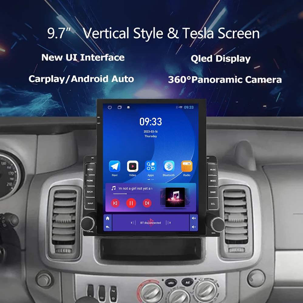 Renault Trafic : Écran QLED GPS Autoradio CarPlay Android 14