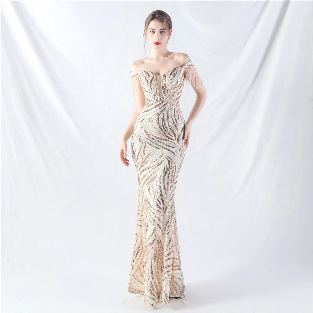 womens silver formal dresses Modern Evening Dresses Long Strapless Sequin Light Grey Floor Length Luxury Women Pageant Dress main image 1