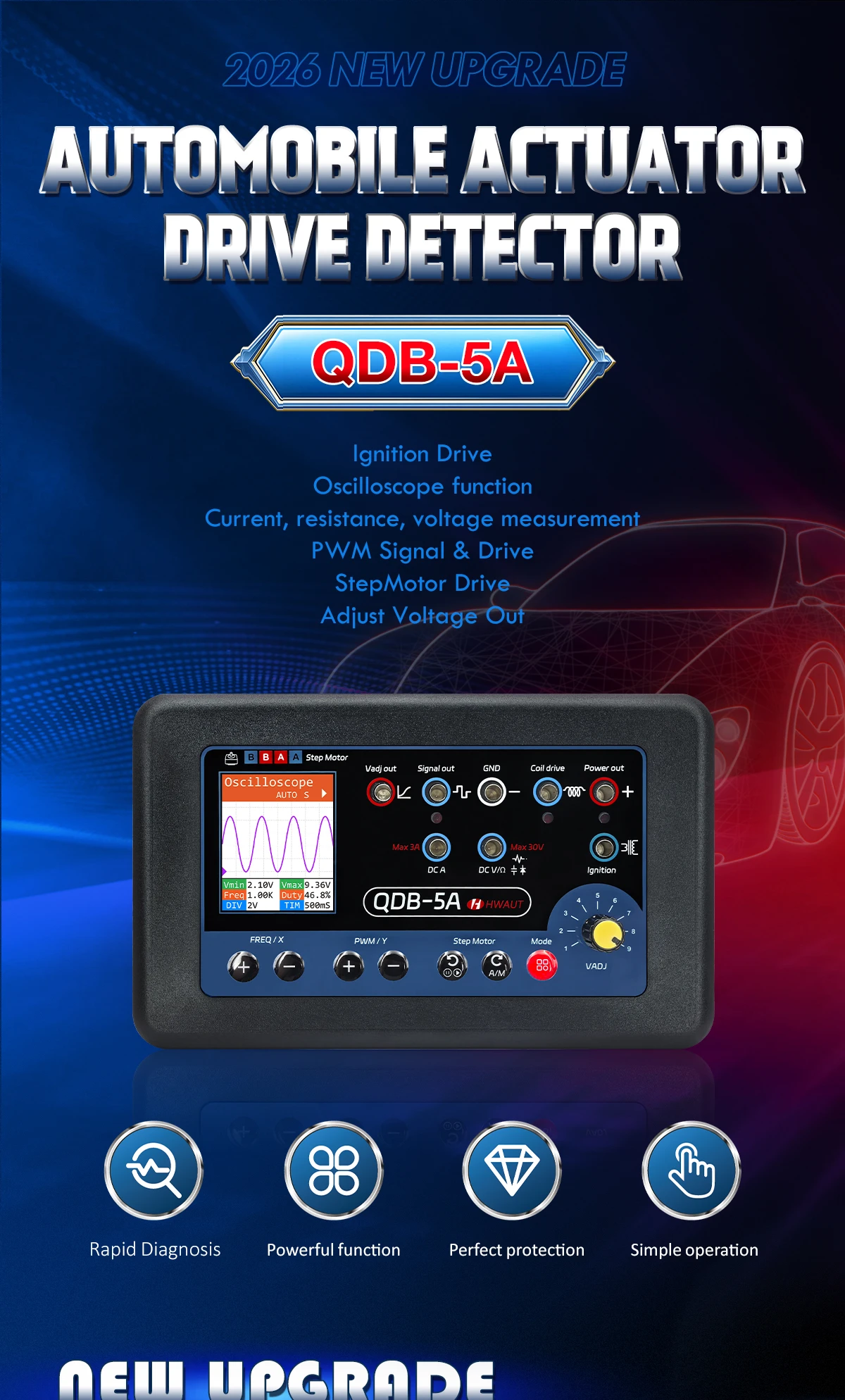 HWAUT QDB-5A Car Actuator Drive Detector & Oscilloscope