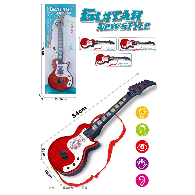 Light up Electric Guitar 4 Strings Music Toys with Strap