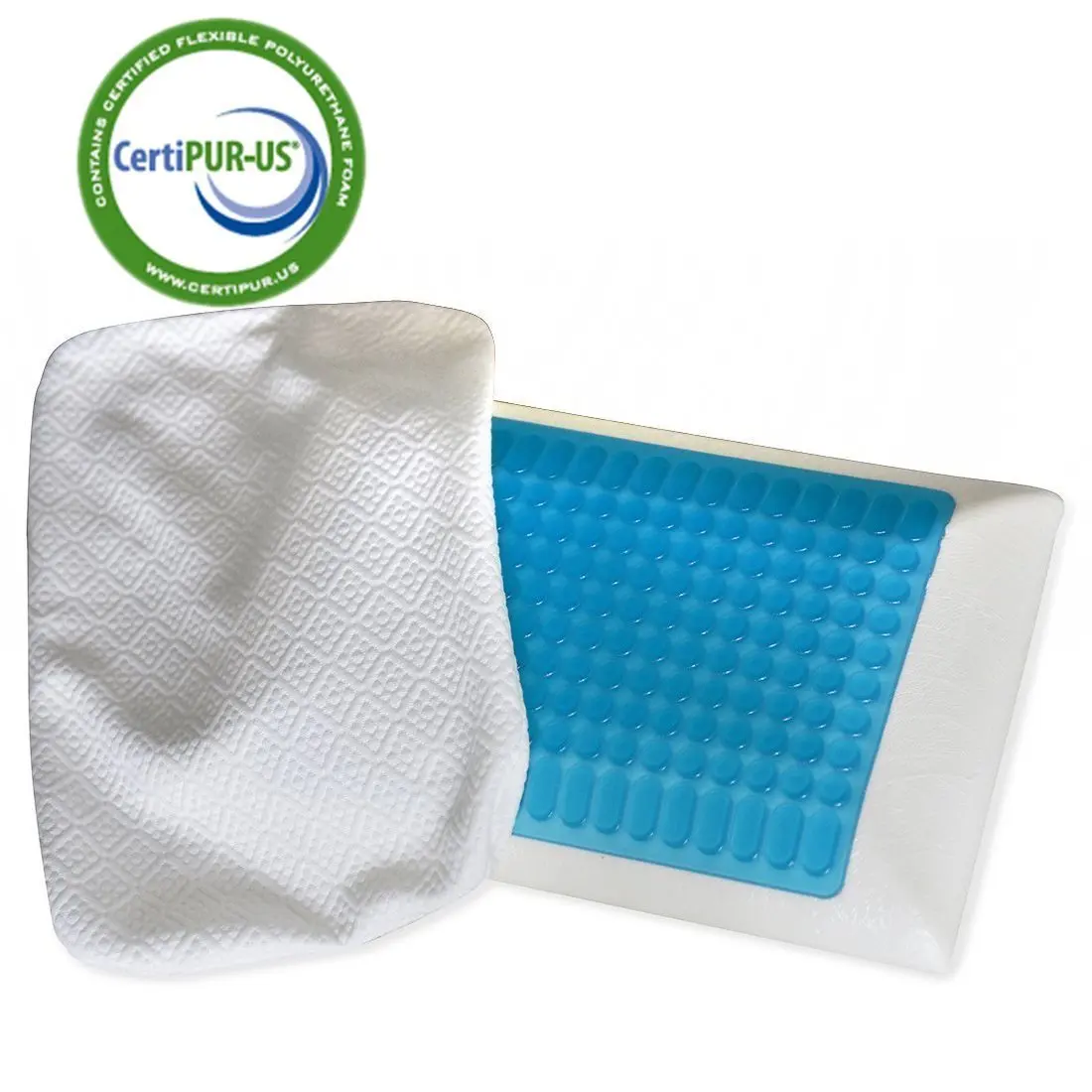 Реверсивный прохладный гель Infused пены памяти подушки для шеи спальный антимикробный чехол 1 стандартный пакет