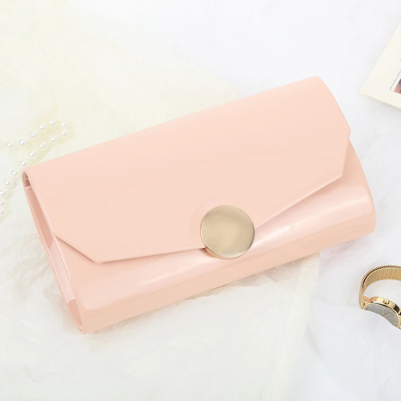 new arrival simple smooth surface manual big clasp one shoulder chain bag party handbag clutch purse evening bag