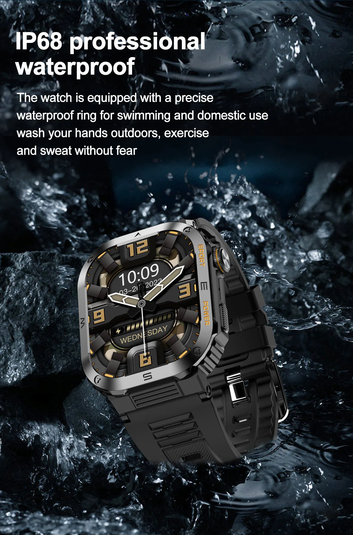 Mt39 Outdoor Sports Smart Watch 1.96 Inch Fitness Tracker Calling Reloj Montres Intelligentes Zegarek Ip68 Waterproof Smartwatch