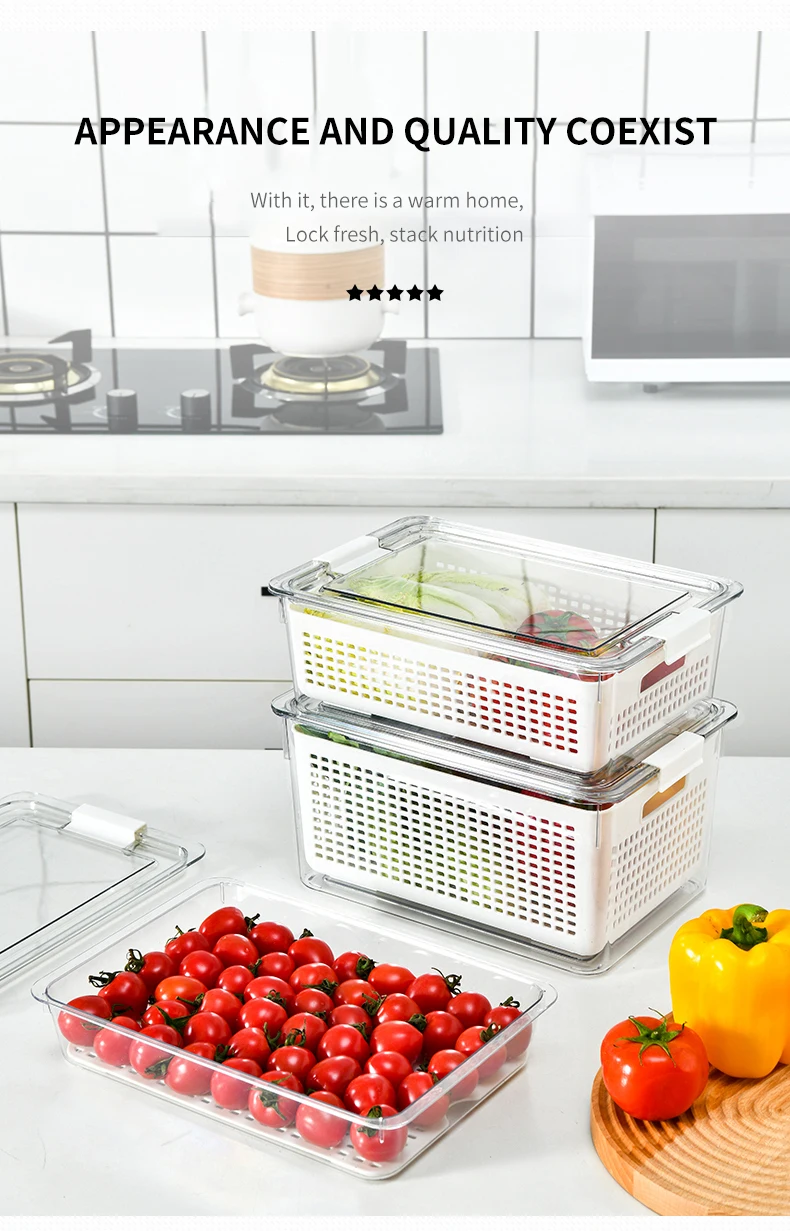 Kitchen Acrylic Plastic Clear Fridge Bins Refrigerator Organizer High