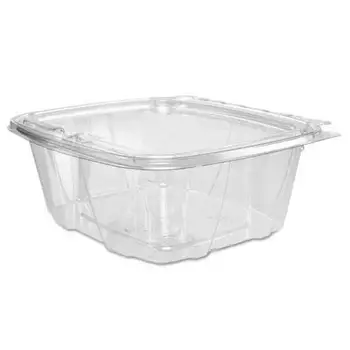 16oz Tamper Evident Deli Container Clear Pet Hinged Plastic for Noodles Sushi Jelly Resistant Food Storage