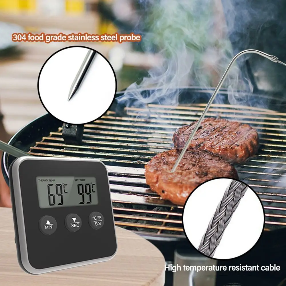 Low Price Large LCD Stainless Steel Probe Smoker Oven Kitchen BBQ Grill Thermometer with Alarm