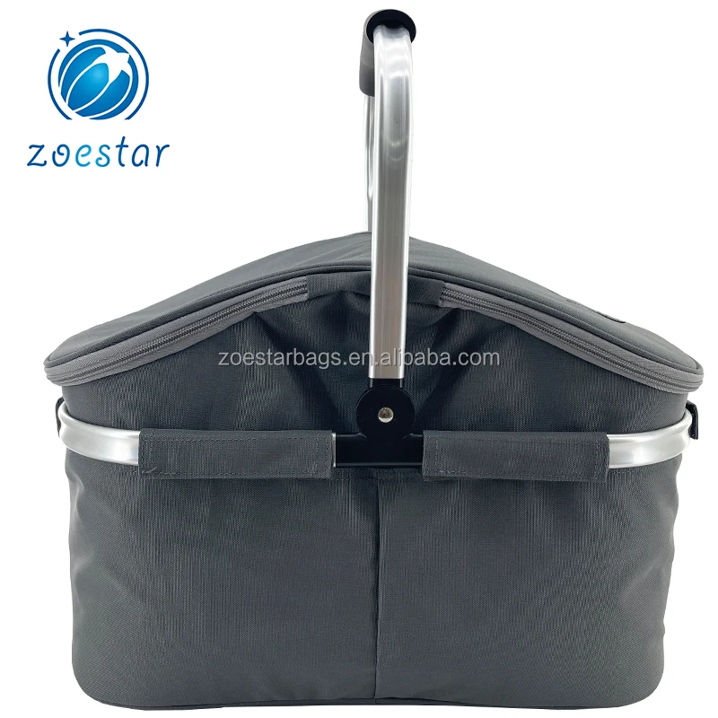 Fold Lunch Picnic Basket Large Insulated Cooler Bag,Picnic Table Basket for Gathering Travel Camping BBQ manufacture