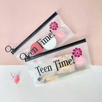 Fashion Low MOQ Portable PVC Waterproof Small Size Cosmetic Clear Frosted Transparent Toiletry Makeup Zipper Ziplock Bag