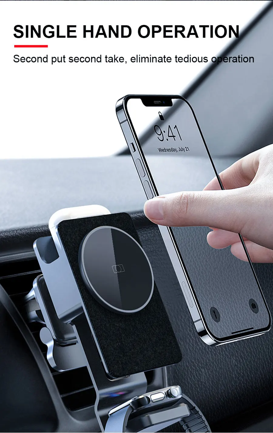 Newest Design 3 In 1 Car Wireless Charger Phone Holder Amazon Hot Sale