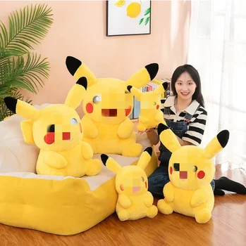 Hot Sale Smile Pika-chuu Plush Toy Cartoon Anime Peripherals Pokemoned Plush Doll Soft Stuffed Animal Sofa Pillow