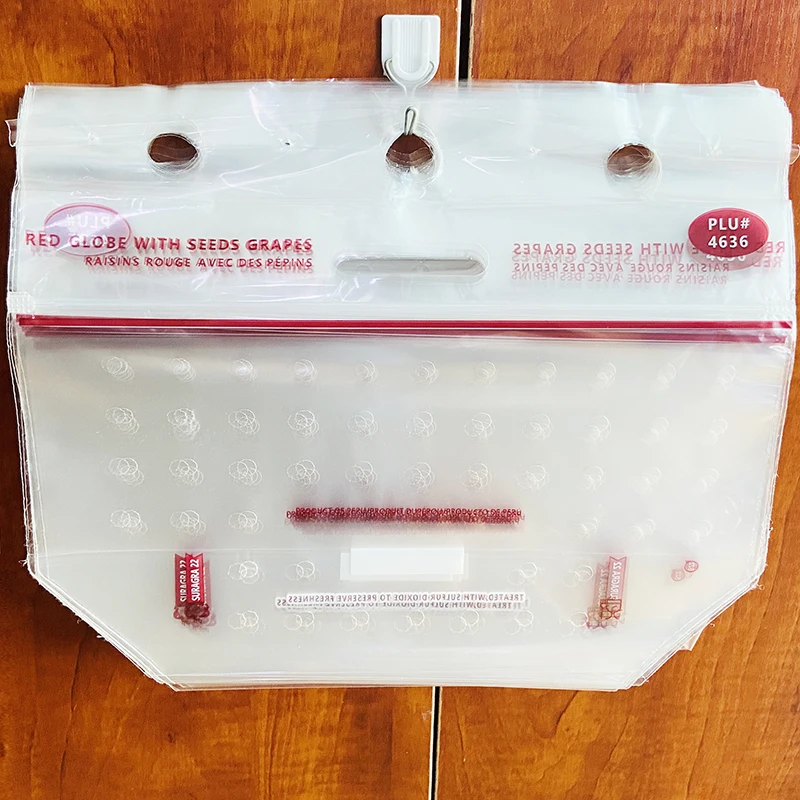 Accept Custom Plastic Fruit Grape Fresh-keeping Packaging Bag Plastic pp Pe Fresh Grapes Ziplock Packaging Bag with air Holes