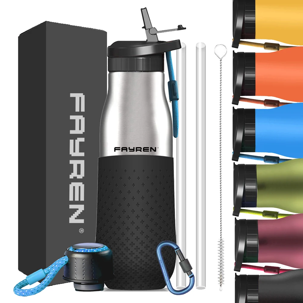 Factory Oem Portable 350ml 500ml 750ml Drinking Water Bottle Stainless Steel Sports Thermal Flask with Straw Keeps Cold & Warm