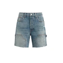 Custom Vintage Indigo Washed  Carpenter Shorts Hem Decoration Baggy Jorts