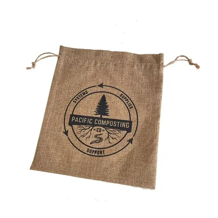 Wholesale Customized Sisal Jute Bag 100% Jute Material Drawstring Burlap  Pouch Jute Sack Bags