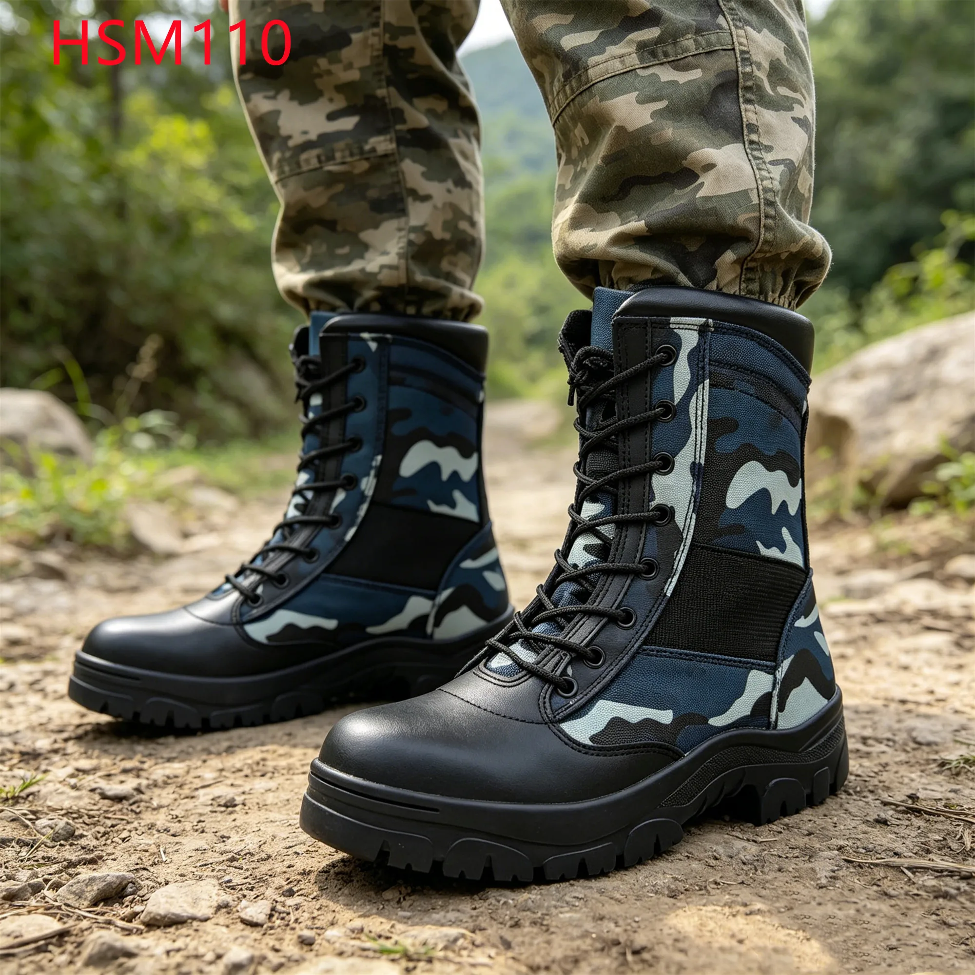 LXG,Liberia Popular Low Visibility Camouflage Pattern Hunting Boots Swamp Walking Special Shoe Lace Hole Jungle Boots HSM110