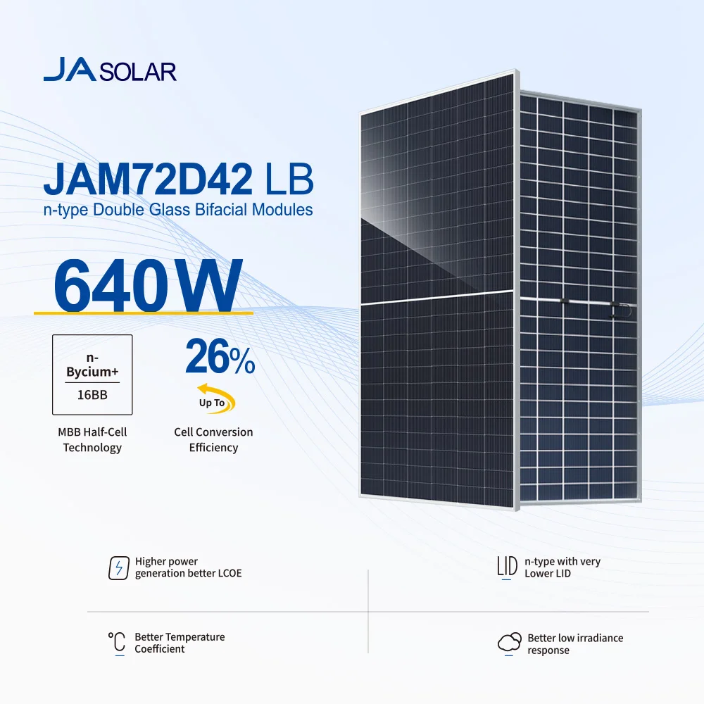JA Solar 640W Bifacial Solar Panel JAM72D42LB - Efficient 22.9