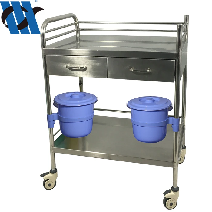 BDT216  Hospital Stainless Steel Crash Cart Medical Nursing Treatment Trolley With Wheels Medical Trolley