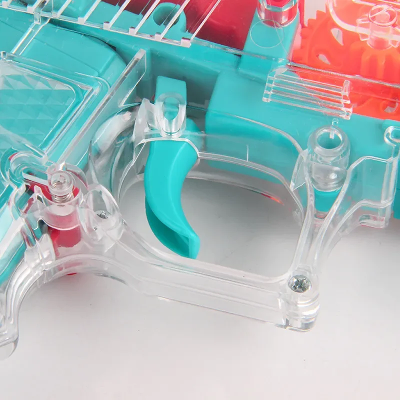 Multi Mode Switching Vibration Gun Realistic Transparent Gear Mechanical Toy Guns with Sound and Light Plastic Gun Toys