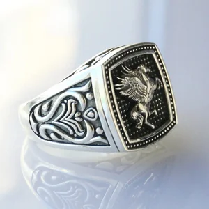 Bespoke Black Vintage Horse Ring for Men Stainless Steel Ring