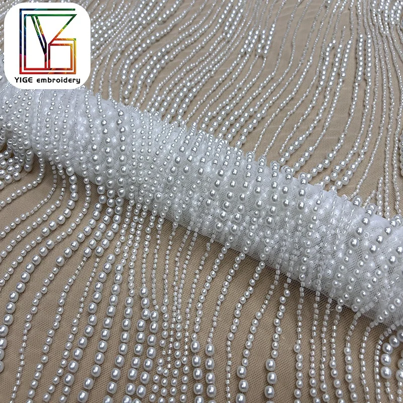 High Quality Wedding Dress Beaded Fabric High Density Tulle Pearl Net Lace Bridal Beads Lace Fabric High Quality Wedding Dress Beaded Fabric High Density Tulle Pearl Net Lace Bridal Beads Lace Fabric