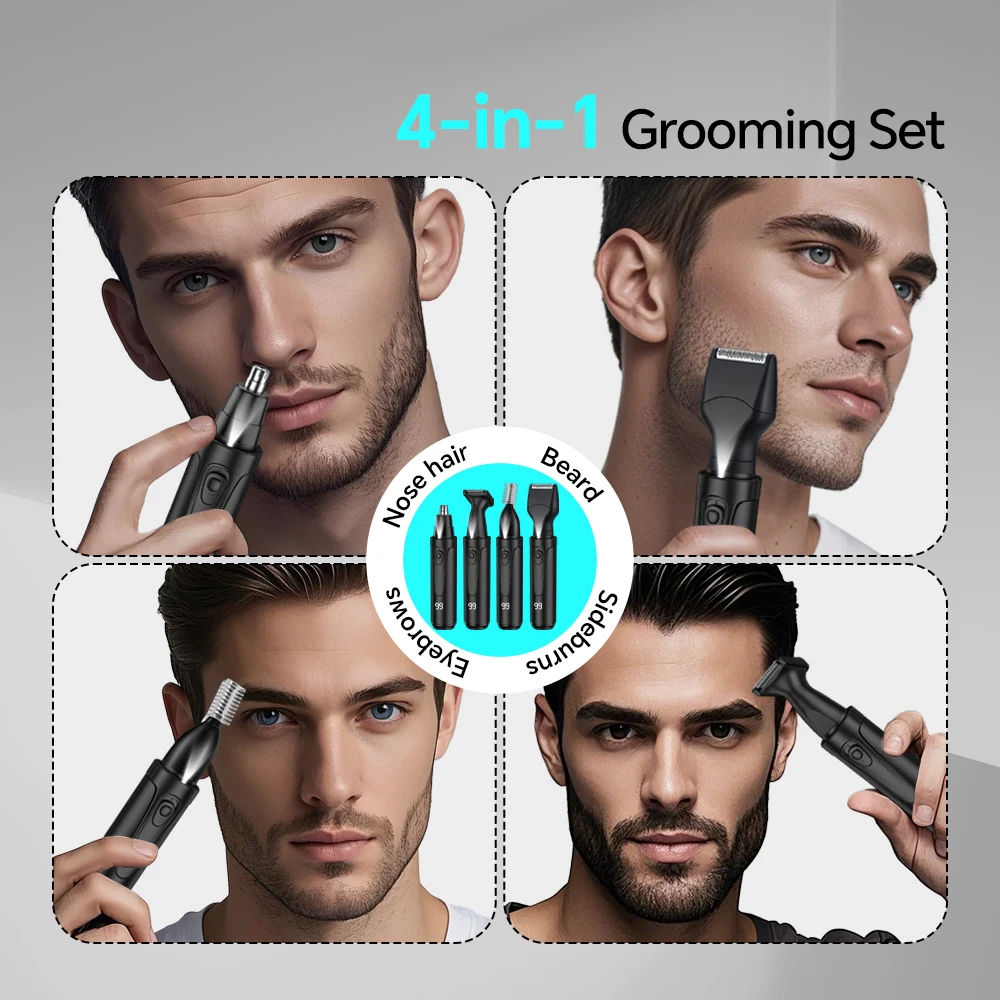 Portable Four-in-One Set Nose Hair Trimmer for Home RV Car Use New Rechargeable Electric Push Shear Salon Quality Made Plastic supplier