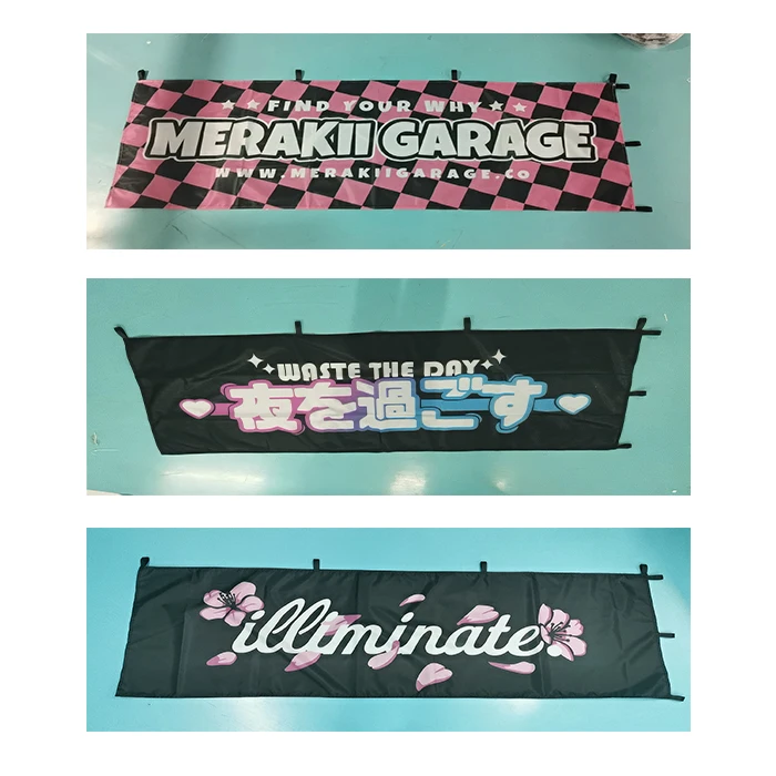 2025 New Promotion Custom Design Digital Printing Garage Decoration Nobori Flag 180*60CM 10*30CM Japanese Advertising Banner